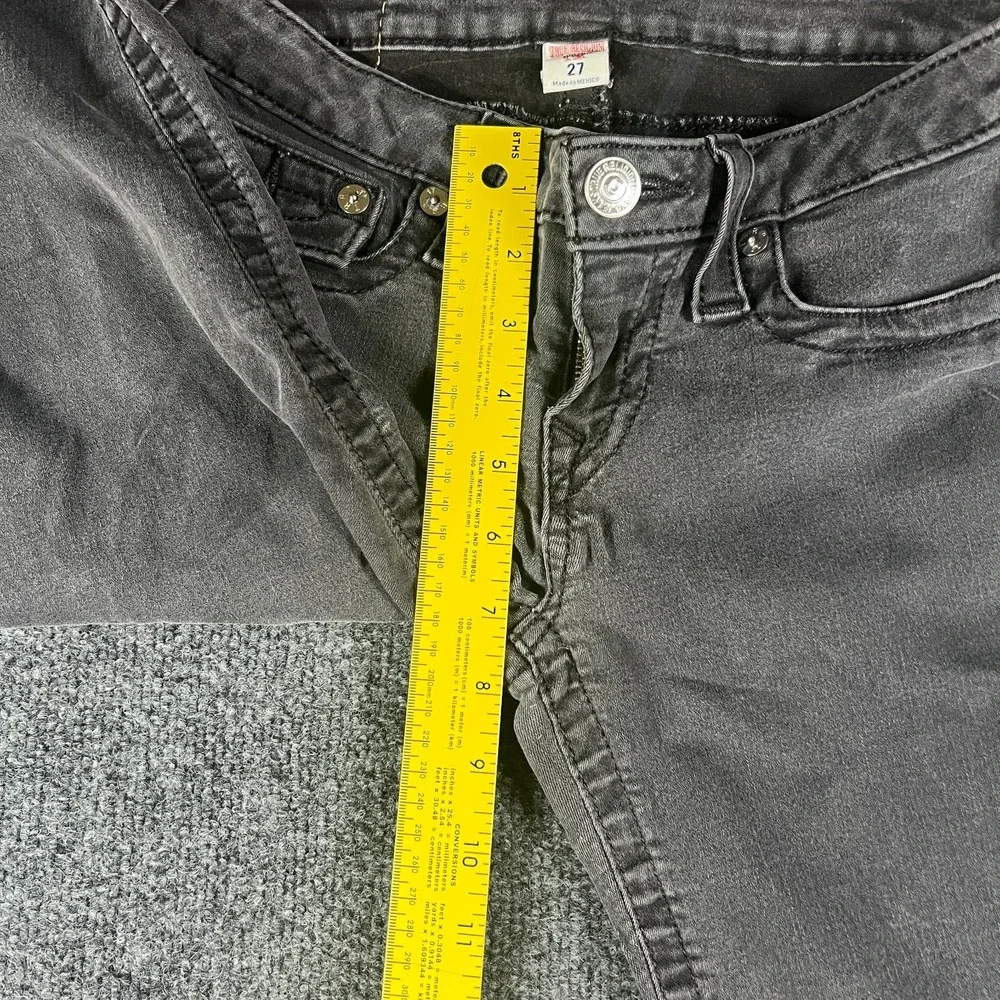 True Religion Skinny‎ Leg Flap Jeans Womens 29x31.5 Gray Denim Cotton Low Rise